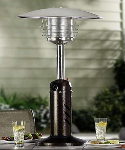 Hiland HLD032-C Portable Table Top Patio Heater, 11,000 BTU, Use 1lb or 20Lb Propane Tank, Hammered Silver