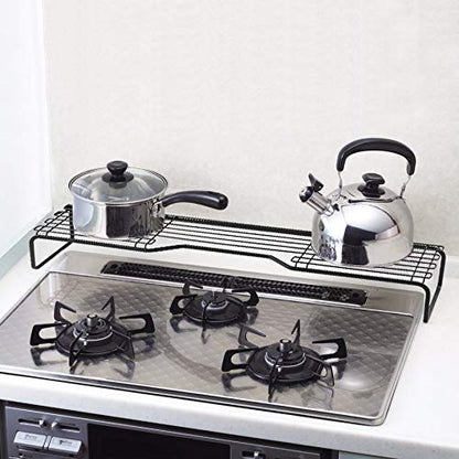 BLKP Pearl Metal AZ-5053 Stove Back Rack Limited Black Width 29.5 inches (75 cm) Above Exhaust Outlet Kitchen Storage Black