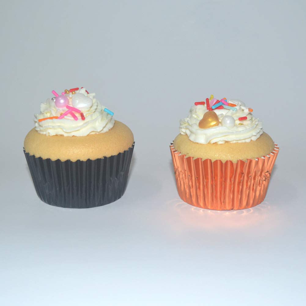 Huaswan Black Orange Foil Cupcake Liners Standard Baking Cups for Halloween Party and More, 120-Count