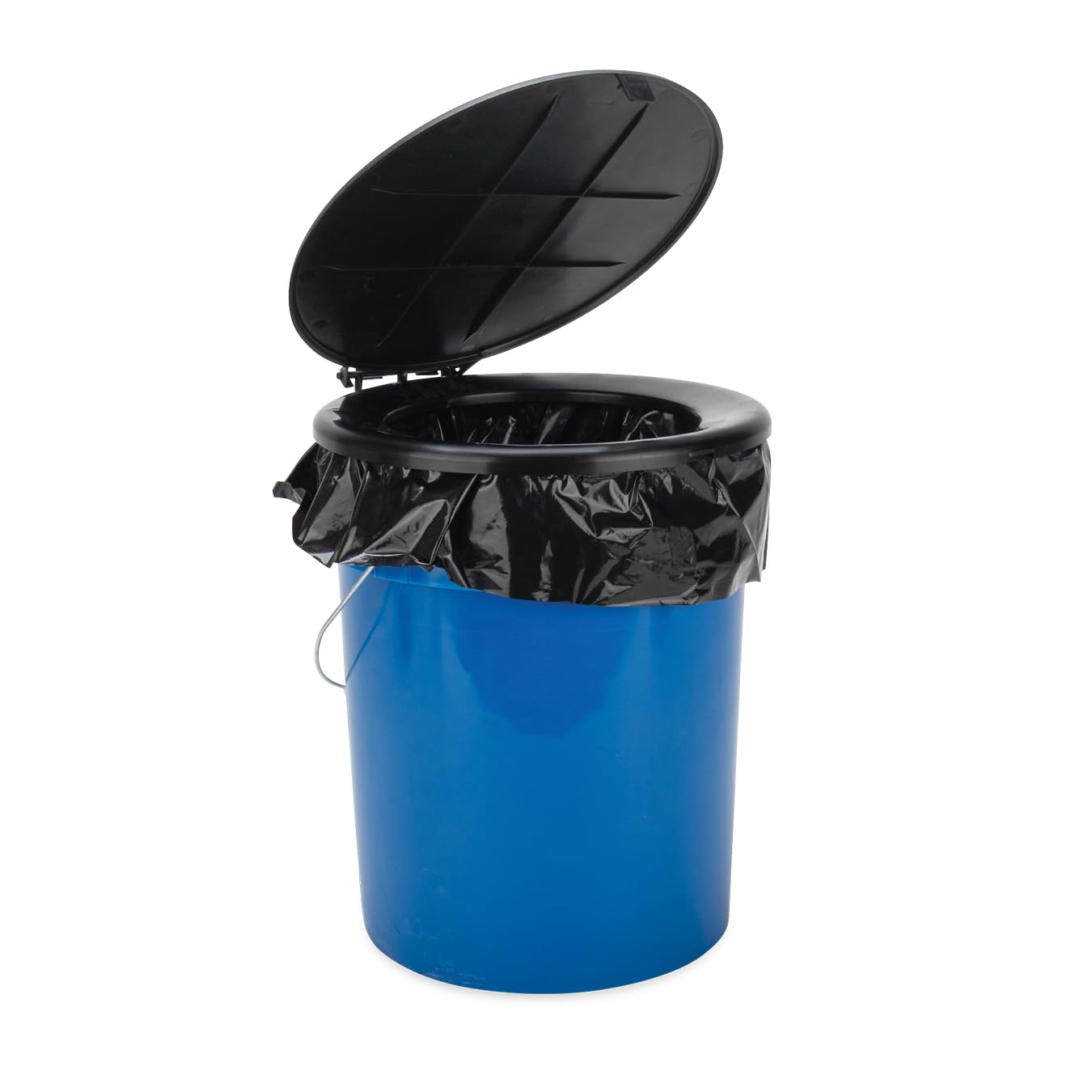 Camco Portable Toilet Bucket - Features 3 Bag Liners for Easy Clean Up & Attached Carry Handle - Includes Seat and Lid Attachment (41549)