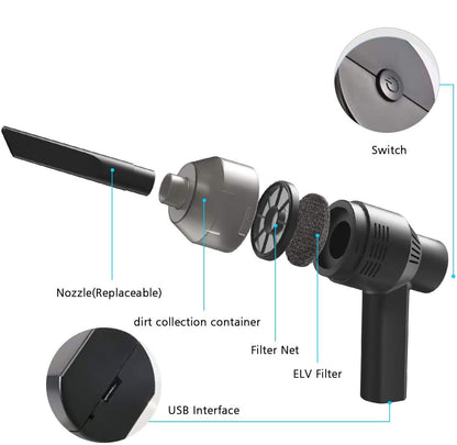 HONKYOB [Upgrade] Mini Vacuum Cordless Vacuum Keyboard Cleaner Mini Computer Vacuum Rechargeable Desk Vacuum for Cleaning Dust,Hair,Crumbs,Eraser Scrap,Laptop,Pet House，Sewing Machine