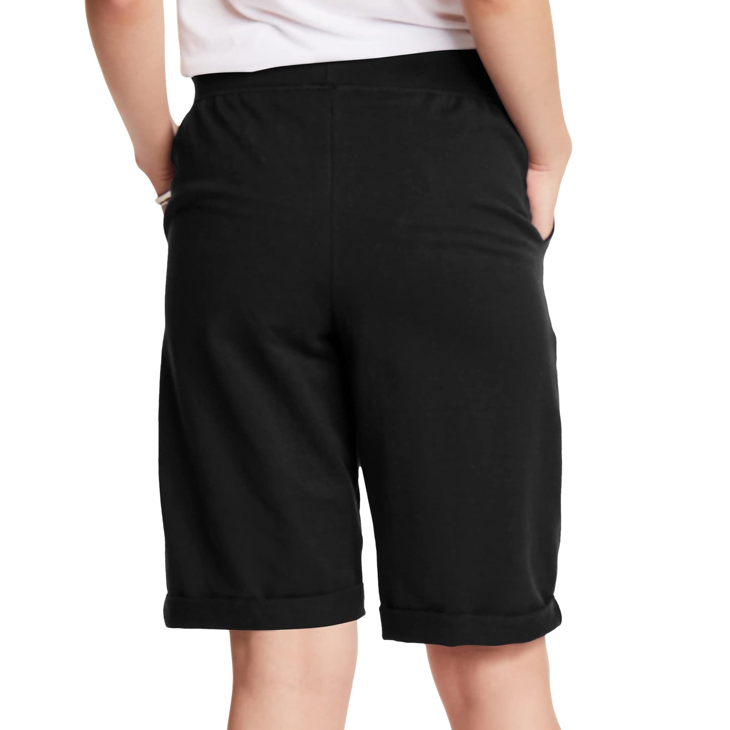 Hanes Womens French Terry Bermuda Athletic-shorts, Black, Small US
