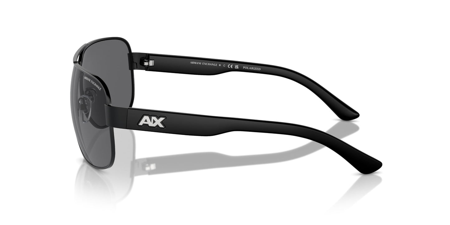 A|X ARMANI EXCHANGE Men's AX2012S Rectangular Sunglasses, Matte Black/Grey Polarized, 62 mm