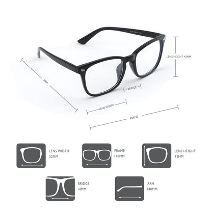 AFNWQI Fashion Square Blue Light Blocking Glasses - Clear Computer & Gaming Glasses for Women and Men