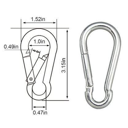 CAIDMOS 5PCS 3.15in Large Carabiner Clip, Stainless Steel Carabiner Heavy Duty, Spring Snap Hook, Locking Climbing Caribiners Clips for Gym, Plant Hanging, Outdoor Camping, Hiking. 600 lbs