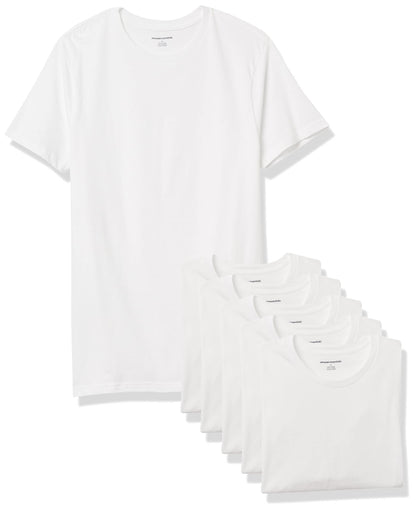 Amazon Essentials Men's Cotton Crew Neck T-Shirts, Versatile Soft Basics, Pack of 6, White, Large
