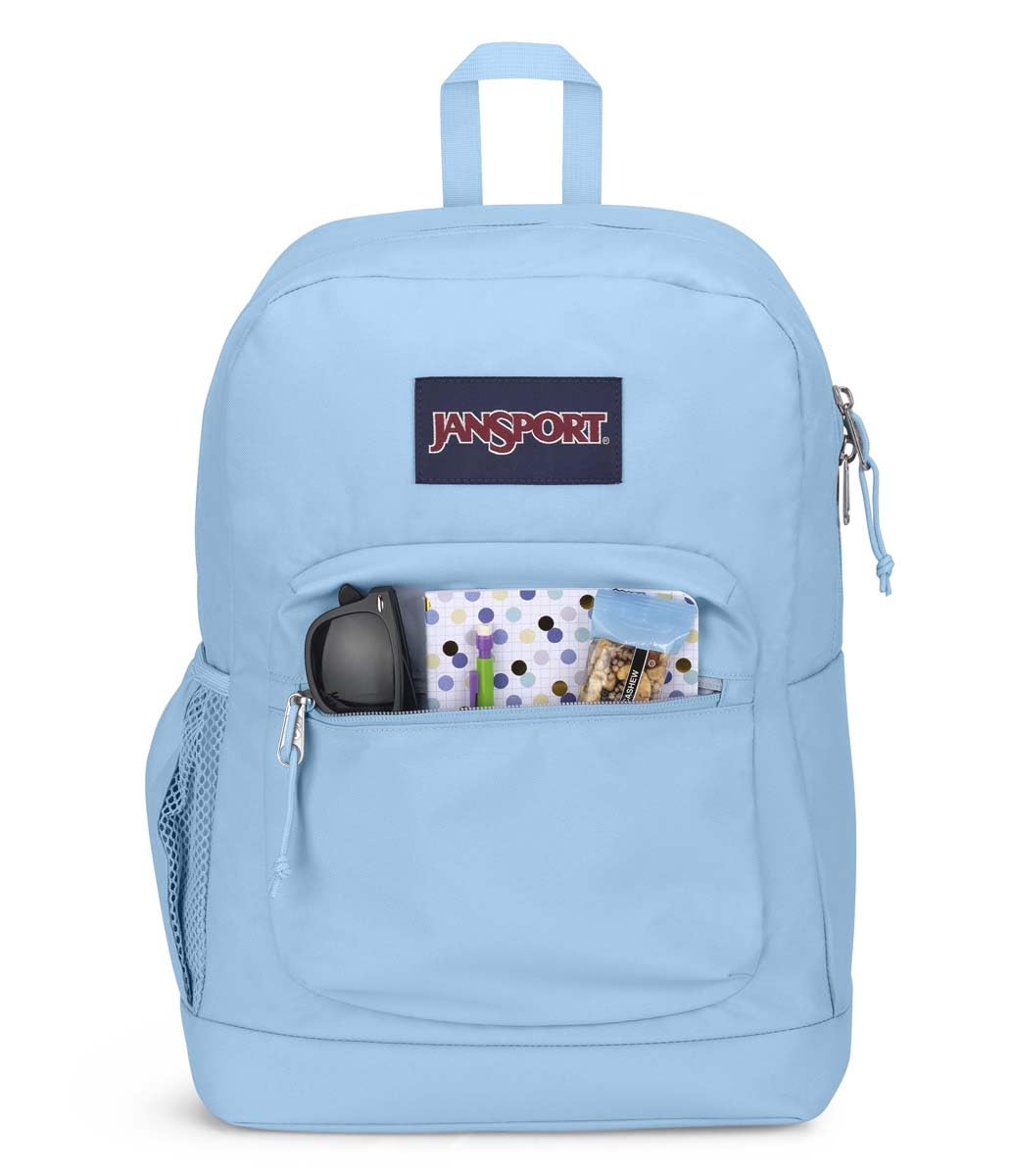 JanSport Cross Town Plus Backpack - Large Main Compartment, Side Water Bottle Pocket, 15-Inch Padded Laptop Sleeve - Blue Dusk