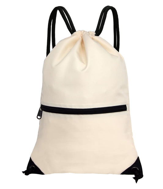 HOLYLUCK Drawstring Backpack Bag Sport Gym Sackpack (beige)