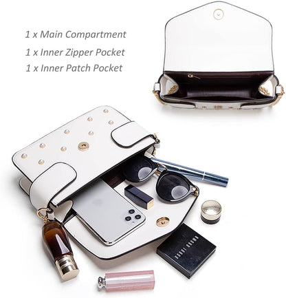 Beatfull Designer Bee Purse Fashion Crossbody Bags with Pearl for Women Pu Leather Shoulder Clutch Handbags