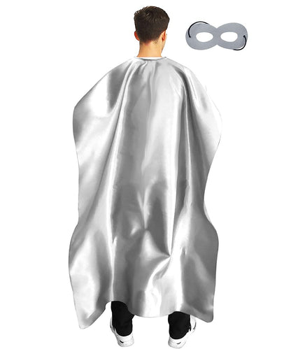 Adult Superhero Cape and Mask for Man and Woman - Halloween Party Vampire Capes Dress Up Superhero Costume (Silver)