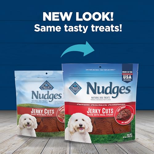 Blue Buffalo Nudges Jerky Cuts Dog Treats, Made in the USA with Natural Ingredients, Steak, 16-oz Bag