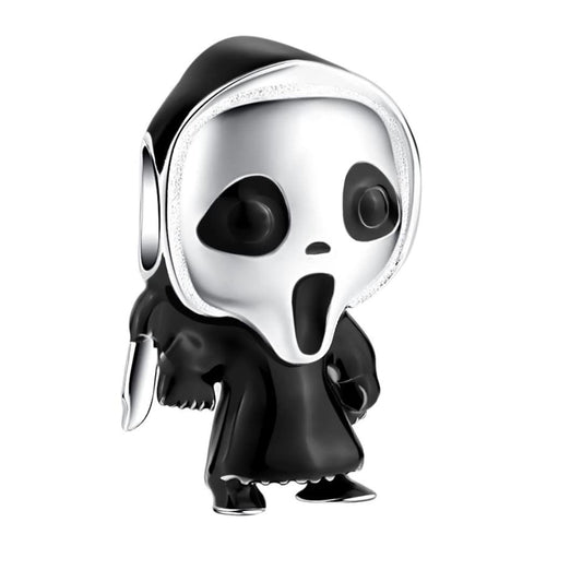 JAHN Sterling Silver Halloween Charms, Compatible with Pandora, for Bracelets and Necklaces - Ghost Mask Charm