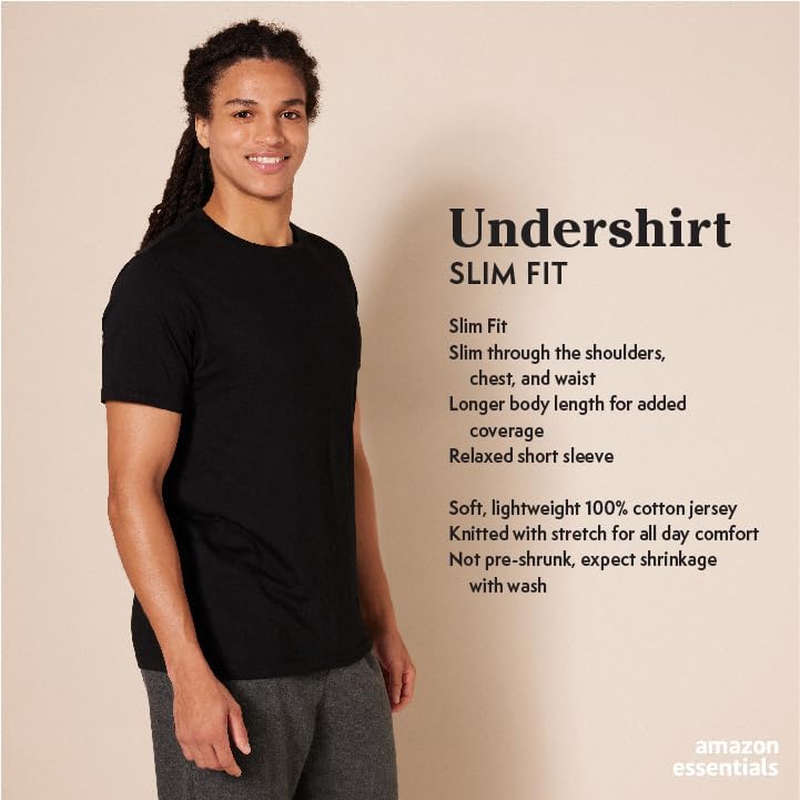 Amazon Essentials Men's Cotton Crew Neck T-Shirts, Versatile Soft Basics, Pack of 6, White, Large