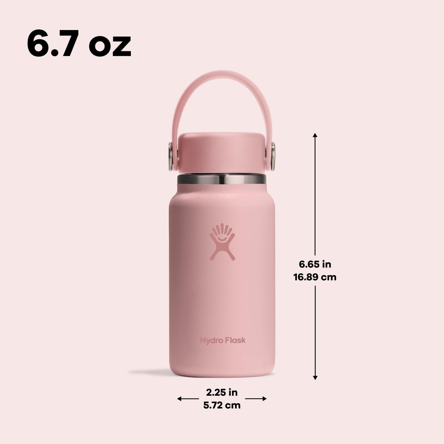 Hydro Flask Micro Bottle - Insulated Mini Leak Proof Flask for Purse or Pocket in 6.7 Oz Trillium Pink