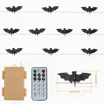 BOHON Halloween Lights String 30 LEDs Bat Fairy Lights with Remote 12 Lighting Modes Battery Operated String Lights for Outdoor Indoor Party Patio Halloween Decoration