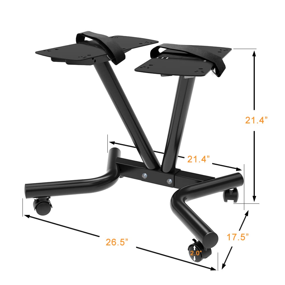 Ativafit Adjustable Dumbbell Stand Fitness Dial Dumbbell Rack with Adjustable Belt for Home Gym Set