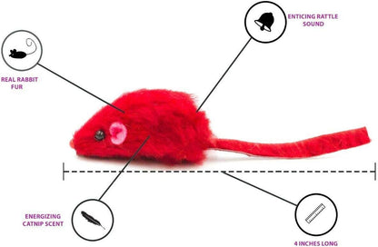 AXEL PETS 20 Halloween Colorful Furry Mice Cat Toys with Catnip and Rattle Sound Made of Real Rabbit Fur, Interactive Catch Play Teaser Mouse Toy for Cats and Kittens. Pack of 20 Mice