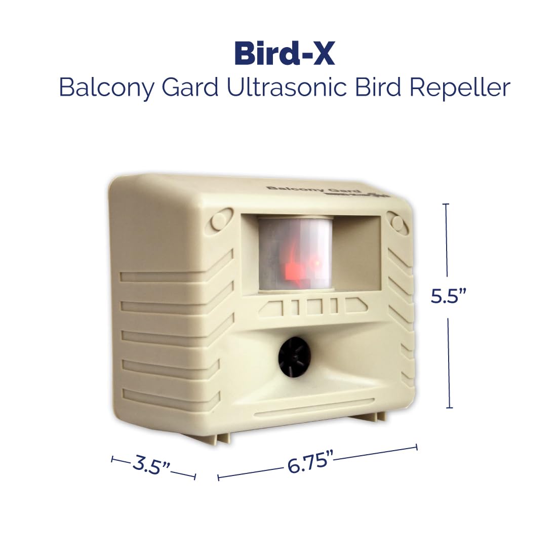 Bird-X Balcony Gard, Ultrasonic Bird Preventer, Outdoor Bird Decoy with Motion-Sensor, Easy to Install, Covers up to 900 sq. ft., 15 to 25 kHz Frequency, 6.75" x 5.5" x 3.5"