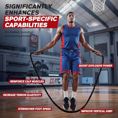 HPYGN Weighted Heavy Skipping/Jump Rope 9.2ft 2.8LB for fitness, Exercise, boxing Gym Training, Home Workout, Improve Strength and Building Muscle, Total Body Workout Equipment for Men