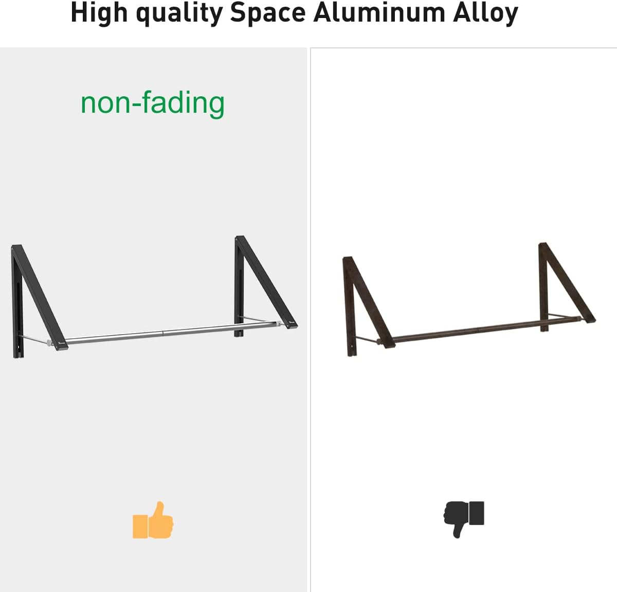 Anjuer Retractable Clothes Rack - Wall Mounted Folding Clothes Hanger Drying Rack for Laundry Room Closet Storage Organization, Aluminum, 2 Racks with Rod (Black)