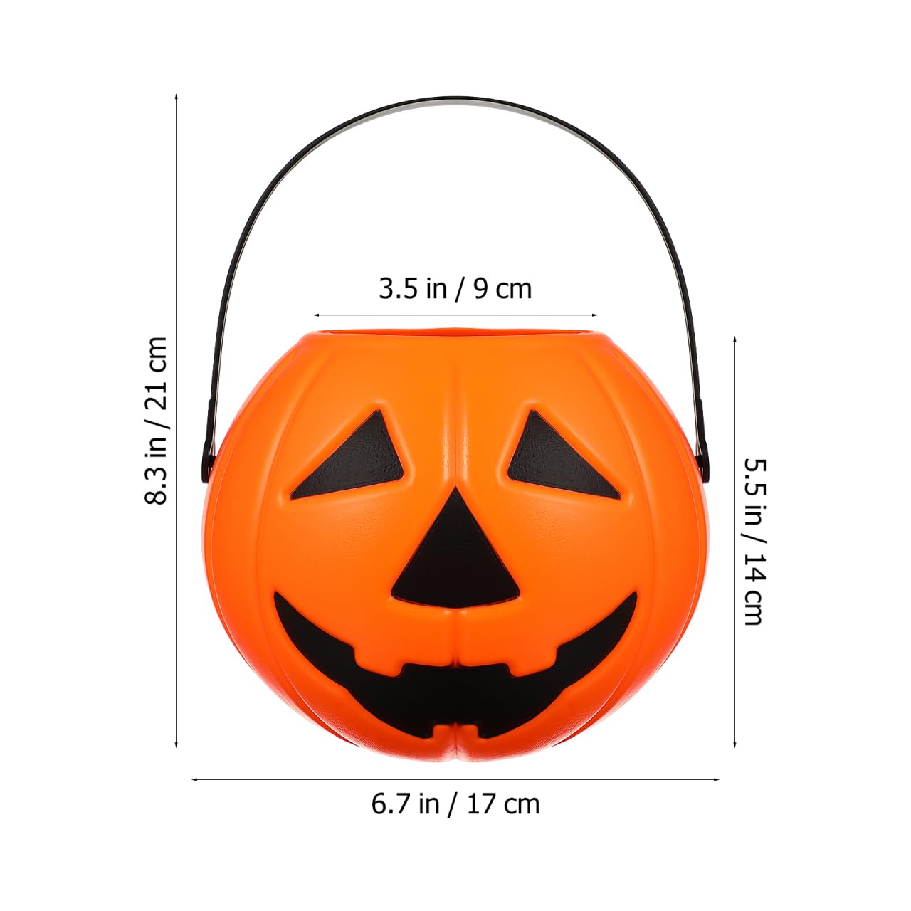 Amosfun 2Pcs Plastic Bucket Halloween Pumpkin Bucket Portable Pumpkin Candy Trick or Treat with Handle for Halloween Party Favor Supplies