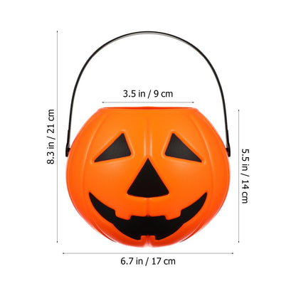 Amosfun 2Pcs Plastic Bucket Halloween Pumpkin Bucket Portable Pumpkin Candy Trick or Treat with Handle for Halloween Party Favor Supplies