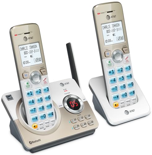AT&T DL72219 DECT 6.0 2-Handset Cordless Phone for Home with Connect to Cell, Call Blocking, 1.8" Backlit Screen, Big Buttons, intercom, and Unsurpassed Range
