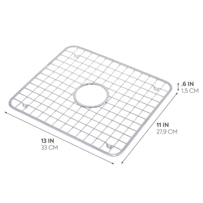 InterDesign Sink Grid with Hole, Polished Stainless Steel, 12.75x11 inches