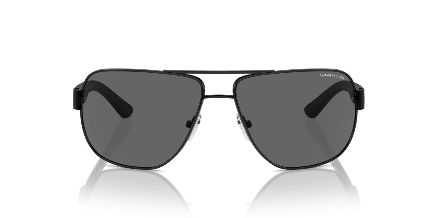 A|X ARMANI EXCHANGE Men's AX2012S Rectangular Sunglasses, Matte Black/Grey Polarized, 62 mm