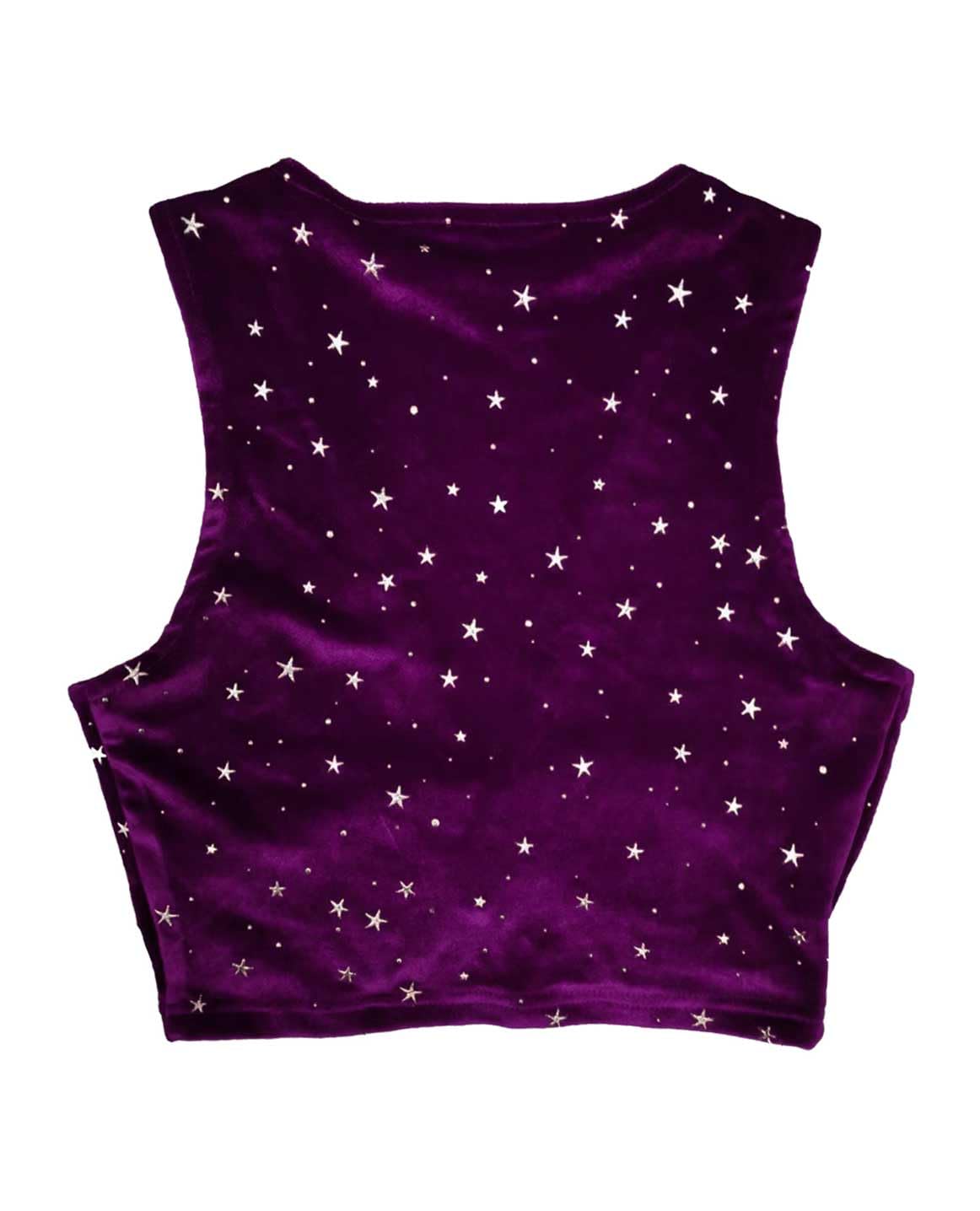Women's Star Bejeweled Top Sequin Sparkly Tops for Women Concert Outfits Goth Rave Festival Clothes Cute Party Velvet Sleeveless Tank Cami Sexy Purple Crop Top XS