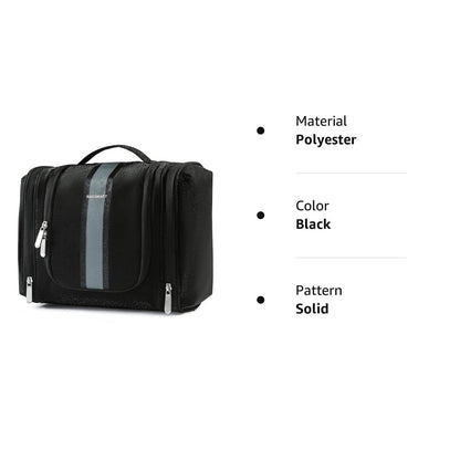 BAGSMART Extra Large Toiletry Bag Hanging Toiletry Bag for Travel, Water-resistant Cosmetic Makeup Travel Bag, Capacity Travel Bag Organizer for Full-size Toiletries, Black-Large