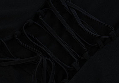 Womens Renaissance Costumes Hooded Robe Lace Up Vintage Pullover High Low Long Hoodie Dress Black