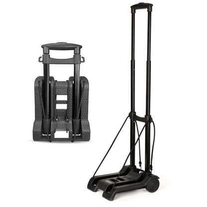 Acroma Folding Luggage Cart with 2 Elastic Ropes, 77 lbs Portable Hand Truck, 2-Wheeled Utility Dolly Cart Ideal for Travel, Moving, Shopping, Office Use and More