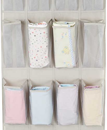 Amazon Basics 20 Large Pocket Over-the-Door Hanging Shoe Organizer, Grayish Tan