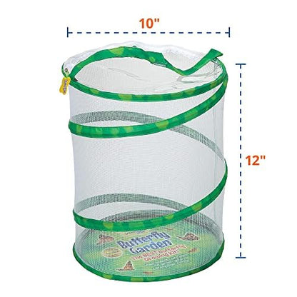 Insect Lore Butterfly Garden with Two Cups of Live Caterpillars, Life Cycle Figurines, English and Spanish Butterfly STEM Activity Journals | 10 Painted Lady Butterfly Baby Caterpillars