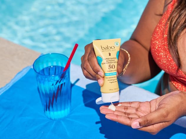 Babo Botanicals Sheer Mineral Sunscreen Lotion SPF 50 - Natural Zinc Oxide - Extra Sensitive Skin - Lightweight - Water Resistant - Fragrance-Free - EWG Verified- Sheer application