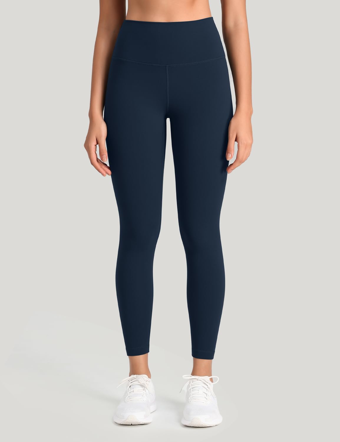 HeyNuts Pure&Plain Workout Pro 7/8 Leggings for Women, High Waisted Athletic Compression Tummy Control Yoga Pants 25'' True Navy M(8/10)