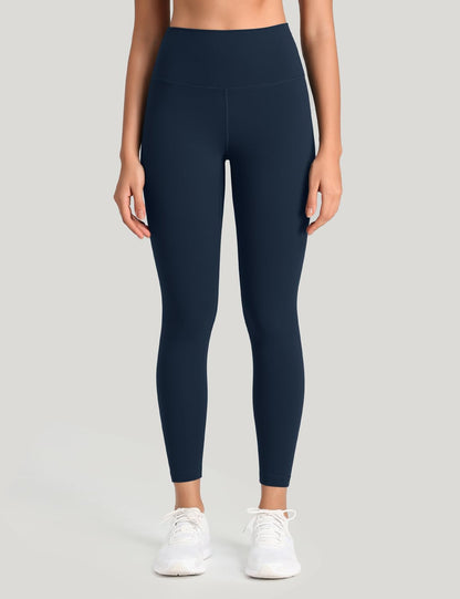 HeyNuts Pure&Plain Workout Pro 7/8 Leggings for Women, High Waisted Athletic Compression Tummy Control Yoga Pants 25'' True Navy M(8/10)