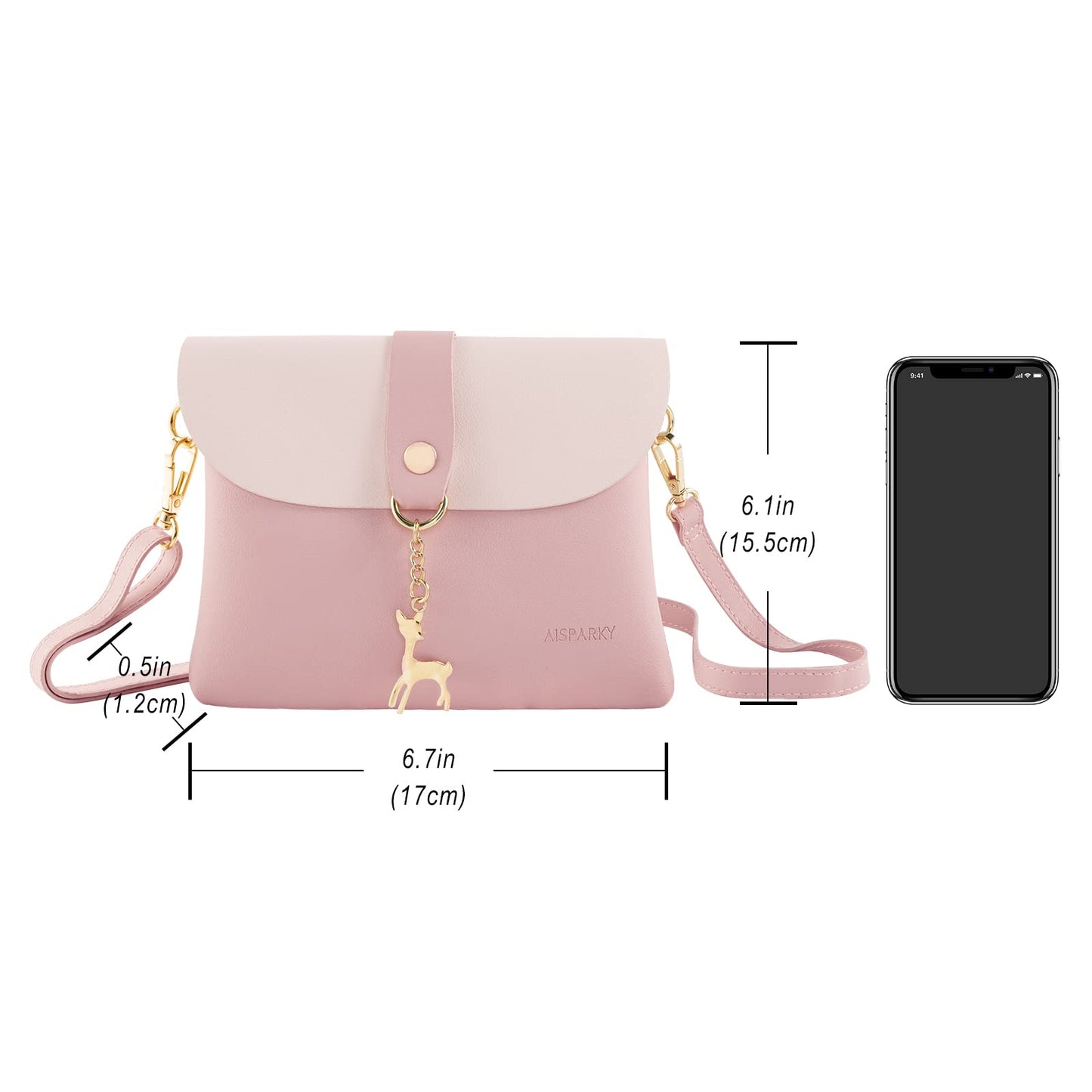 AISPARKY Small Crossbody Purse, PU Leather Small Purse for Girls With Pendant With Strap/Gold Chain Strap