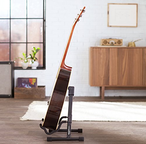 Amazon Basics Adjustable Folding Guitar Stand, A-shape, Fully Assembled - For School Music Program, Concerts & Multiple Users, Black, 8.66 x 15.16 x 3.74 inches