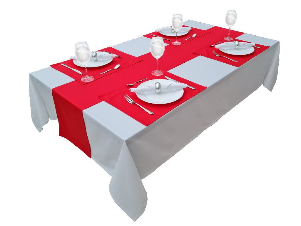 High-Quality Tablecloth, Table Linen Made from 100% Cotton, Concept Collection, Choice of Colours and Sizes (Tablecloth - 150 x 350 cm, White)