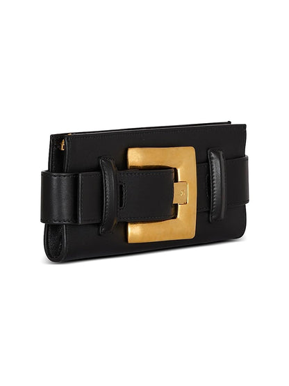 Balmain, Anthem Buckle-Detailed Leather Pouch, Noir