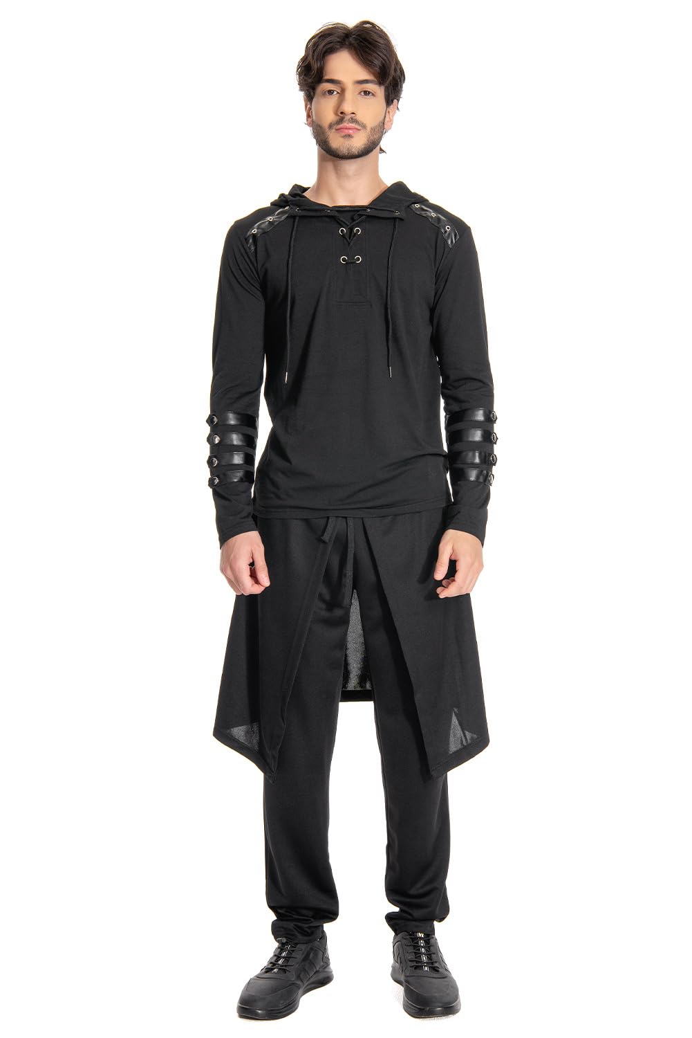 Adults Medieval Viking Steampunk Pants Mens Renaissance Gothic Trousers for Halloween Costume Black