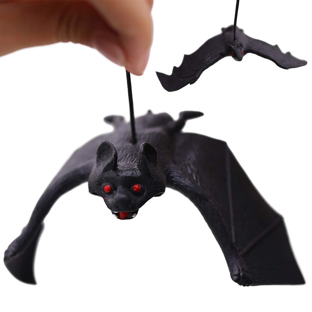 BigOtters 12pcs Halloween Hanging Fake Bats, Halloween Decorations Rubber Vampire Bats Wall Decor for Haunted House Party