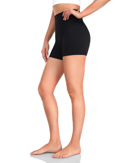 HeyNuts Workout Pro Biker Short for Women, High Waisted Tummy Control Fitness Running Yoga Gym Shorts 4'' Black S(4/6)