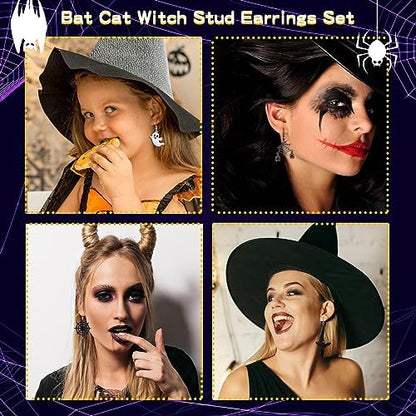 9Pairs Halloween Earrings for Women Skeleton Spider Pumpkin Ghost Bat Dangle Earrings Set Gothic Jewelry Halloween Accessories Costumes Woman 2025 Party Favors