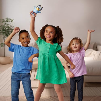 Bluey Hide & Seek Game, Hide The Figure and Press her Nose to Start The Built-in Timer, Talks and Giggles to Help Kids find her, When Found, Kids can Dance to Theme Song