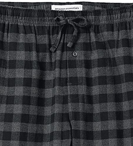 Amazon Essentials Men's Breathable Flannel Pajama Pant (Available in Big & Tall), Black Grey Buffalo Plaid, Medium