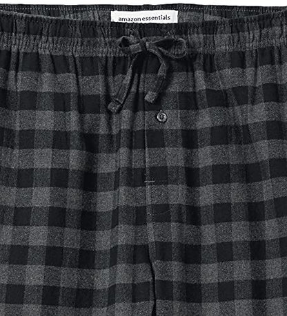 Amazon Essentials Men's Breathable Flannel Pajama Pant (Available in Big & Tall), Black Grey Buffalo Plaid, Medium