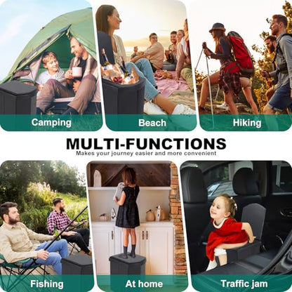 Ann Katy Upgrade XL Portable Toilet for Adults, Extra Large Portable Travel Floding Camping Toilet, Camping Tall Toilets with Lid for Kids Compact Potty for Car,Hiking,Beach,Toilet Storage Stool